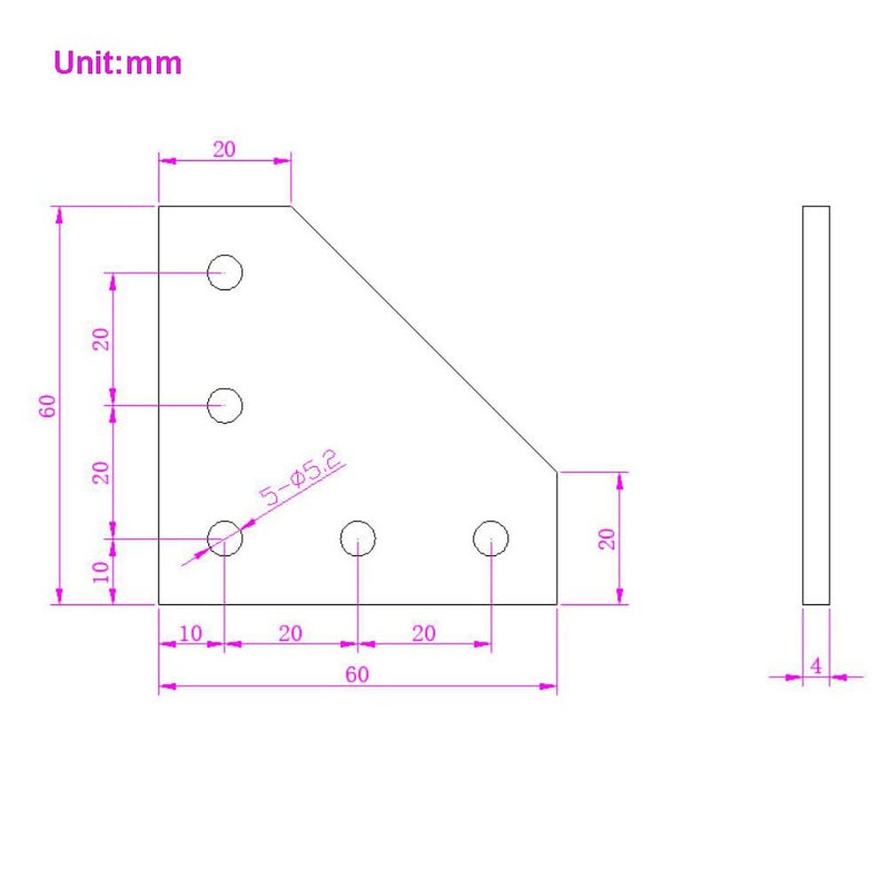Befenybay 4PCS/Set Corner Bracket Plate with 20PCS M5x8mm Screws and 20PCS M5 T Nuts, 5-Hole Tee Outside Joining Plate for 2020 Series Aluminum Profile 3D Printer Frame (Black L-4 with Screw) - Image 4